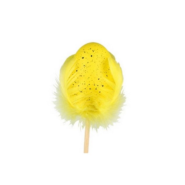 Stick �g med gule fjer