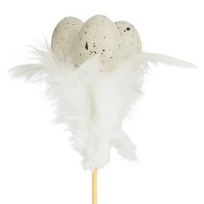 Stick �g med hvide fjer