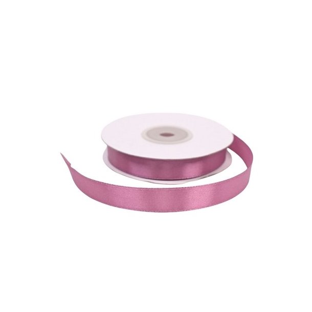 Satinb�nd 12 mm M�rk gl. Rosa