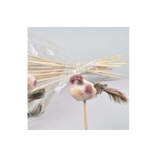 Fugl pastel bordeaux p� pind