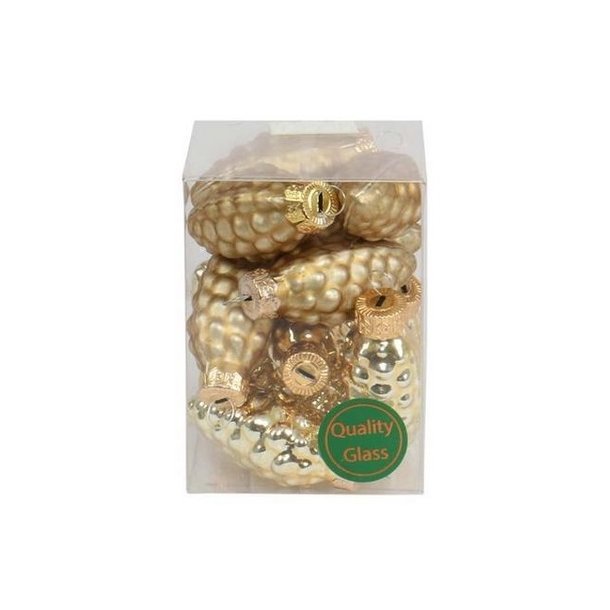 Glaskogler med oph�ng 12 stk. Guld