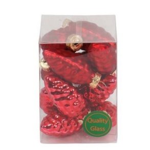 Glaskogler med oph�ng 12 stk. R�d