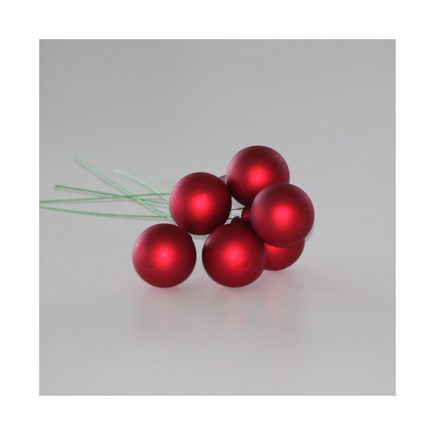 Glaskugle r�d mat 25 mm 6 stk