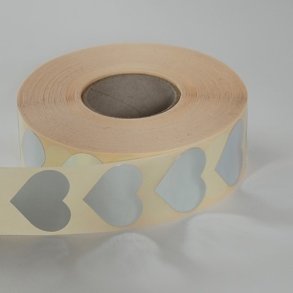 Klisterm�rke Hjerte S�lv 32x27. 10 stk