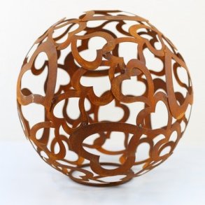 Kugle med hjerter rust D. 30 cm