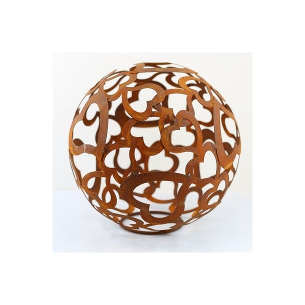 Kugle med hjerter rust D. 40 cm