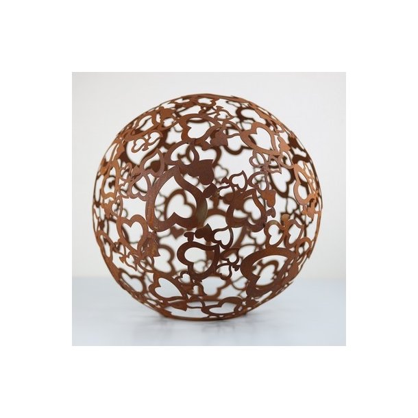 Kugle med hjerter rust D. 40 cm