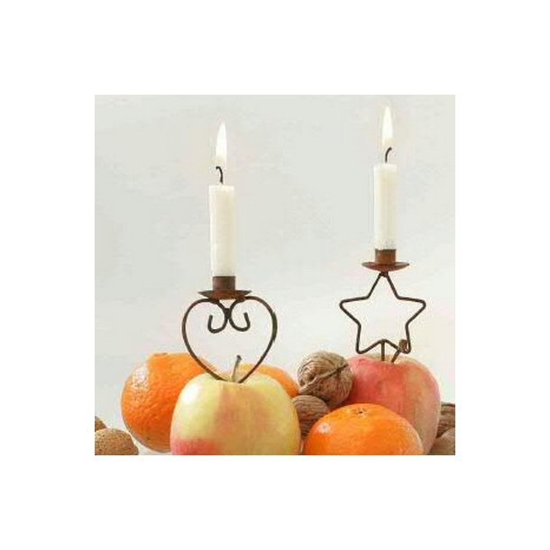 Lysholder hjerte/ stjerne rust pr s�t