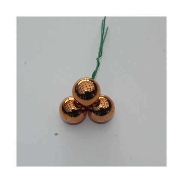 Glaskugle lys kobber blank 20 mm 3 stk.