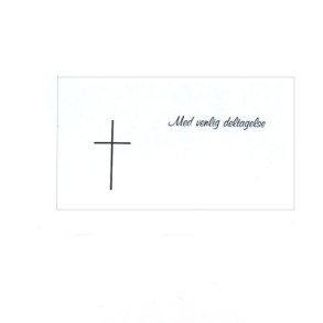 Kort Med venlig deltagelse med kors inklusiv kuvert 7x11 cm. 