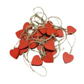 Hjerter i tr� r�d 24 stk.