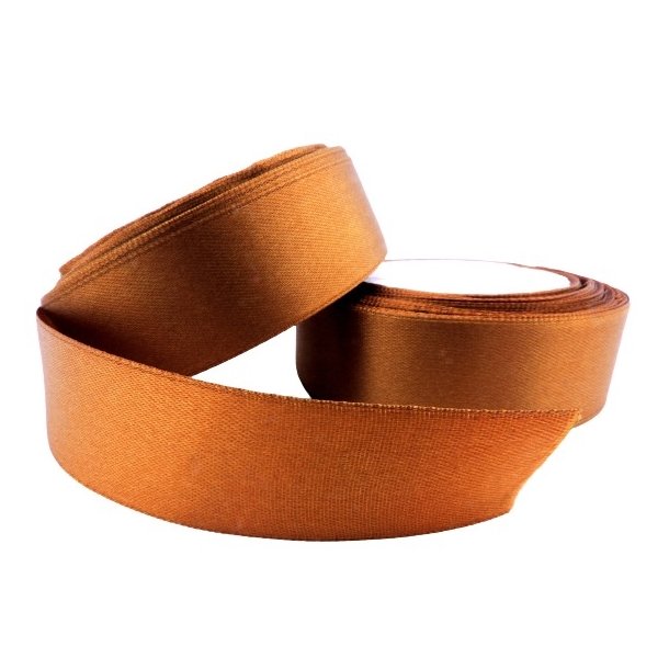 Satinb�nd 25 mm brun pr rulle