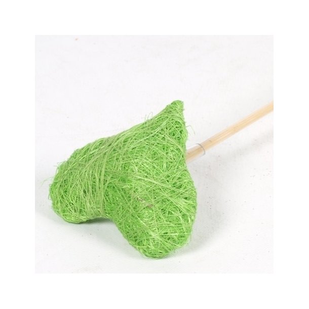 Sisal hjerte p� pind lime 8x50