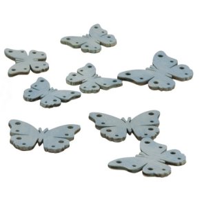 Sommerfugle i tr� sart lysebl� 14 ass.