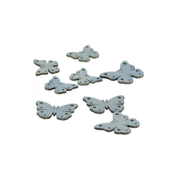 Sommerfugle i tr� sart lysebl� 14 ass.