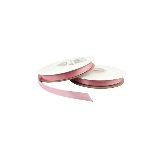 Satinb�nd 7 mm rosa pr rulle