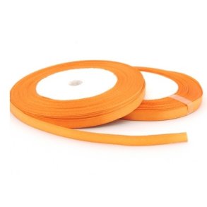Satinb�nd 7 mm m�rk orange pr rulle