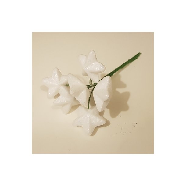 Glitter Stjerne Hvid. Pr bundt