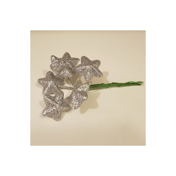 Glitter Stjerne S�lv. Pr bundt