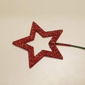 Stor �ben glitter stjerne r�d