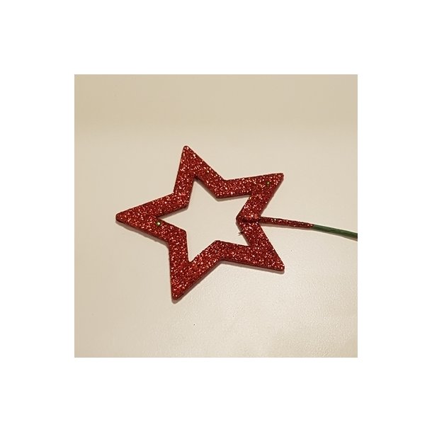 Stor �ben glitter stjerne r�d