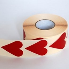 Klisterm�rke Hjerte R�d stor. 10 stk