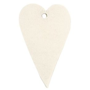 Tr� hjerte pakkepynt hvid