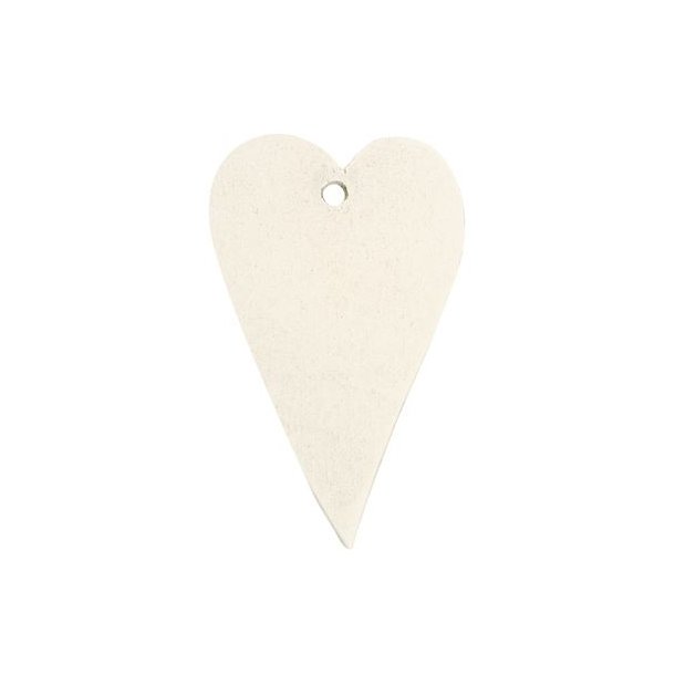 Tr� hjerte pakkepynt hvid