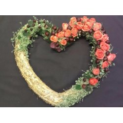 Halm Hjerte Mega 45 cm ring Begravelse